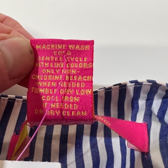 CATHERINE MALANDRINO Blue and white stripe bell sleeve blouse‎ size S. - Picture 10 of 13